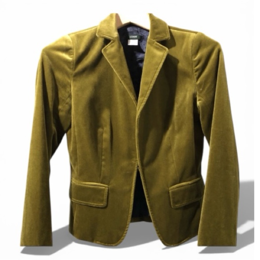 J. Crew | Gorgeous Green Velvet Blazer (Cotton fabric)